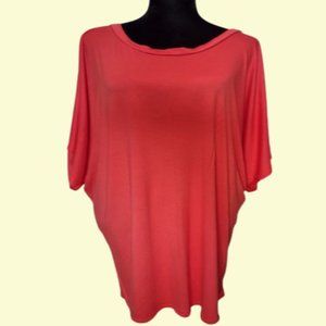 NWT Women's Super Comfy Boat Neck Dolman Dress Tunic Blouse Top Shirt Coral 2X
